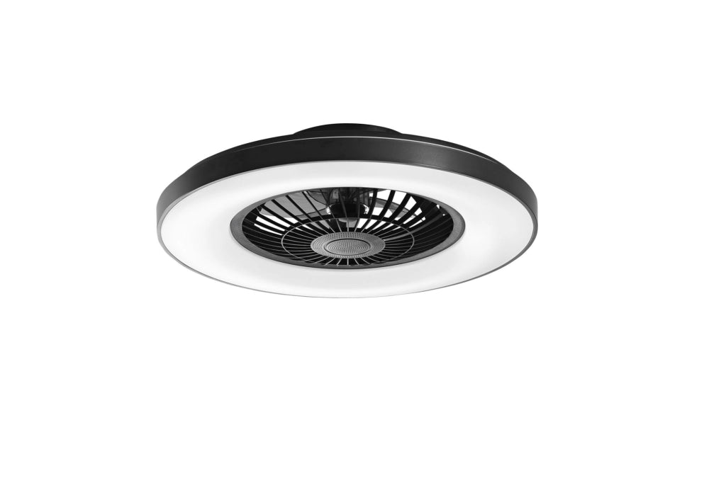 PLAFONIERA LED VENTILATORE GARBIN NERO 40W 5500LM CCT DIMMERABILE CON TELECOMANDO RF INCLUSO E SPEAKER BLUETOOTH 15X54,5CM