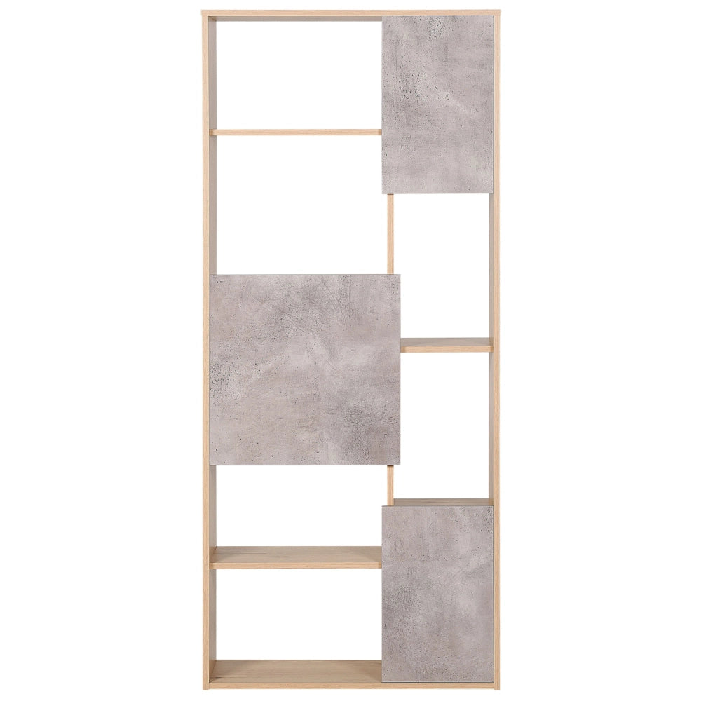 Libreria a 5 ripiani in legno chiaro con scaffalature in cemento comodino soggiorno camera da letto