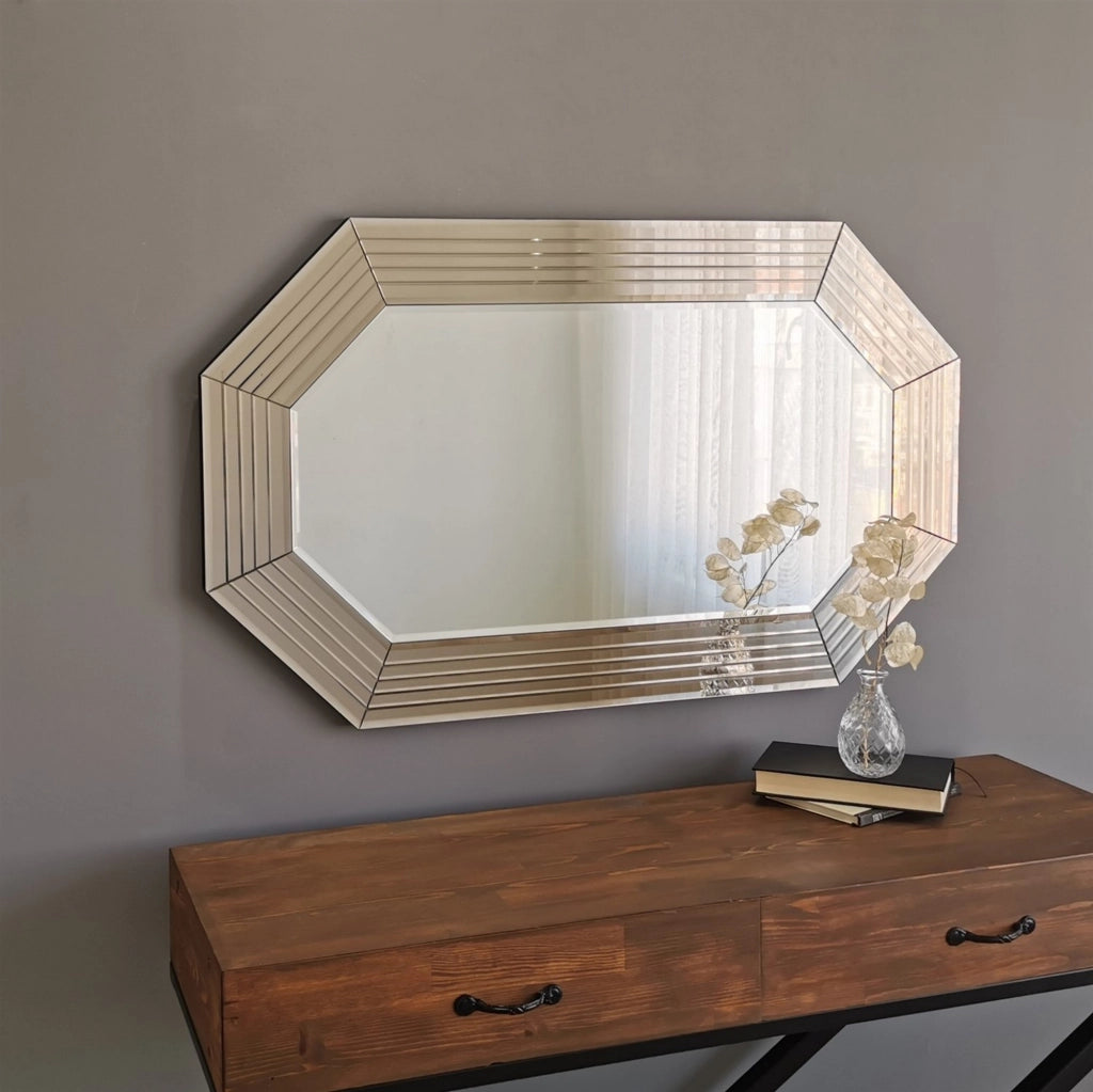 Onzo, Specchio Dettagli Geometrici, 100x60h cm Marrone Bronzo