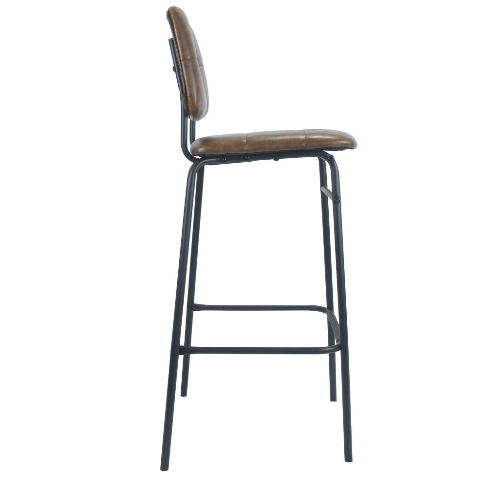 Sgabello Ross in ecopelle ruggine con gambe nere 106 cm, 43 cm, 45 cm