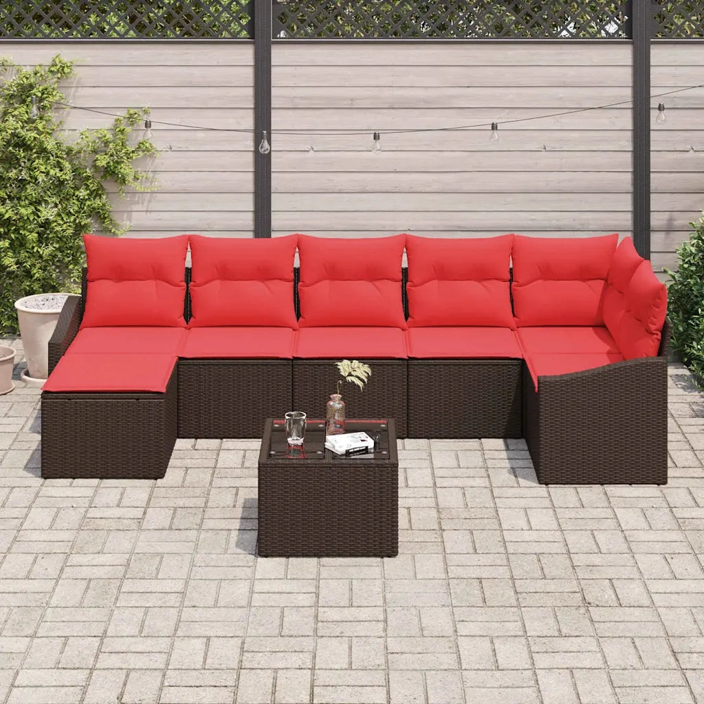 Set di divani 8 pz Marrone polyrattan 3346824