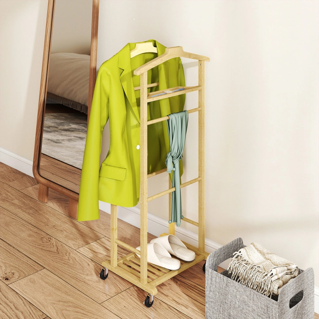 Armadio con appendiabiti e ruote ¨C zephmum ¨C bamboo 47x33,7x105,5 cm naturale