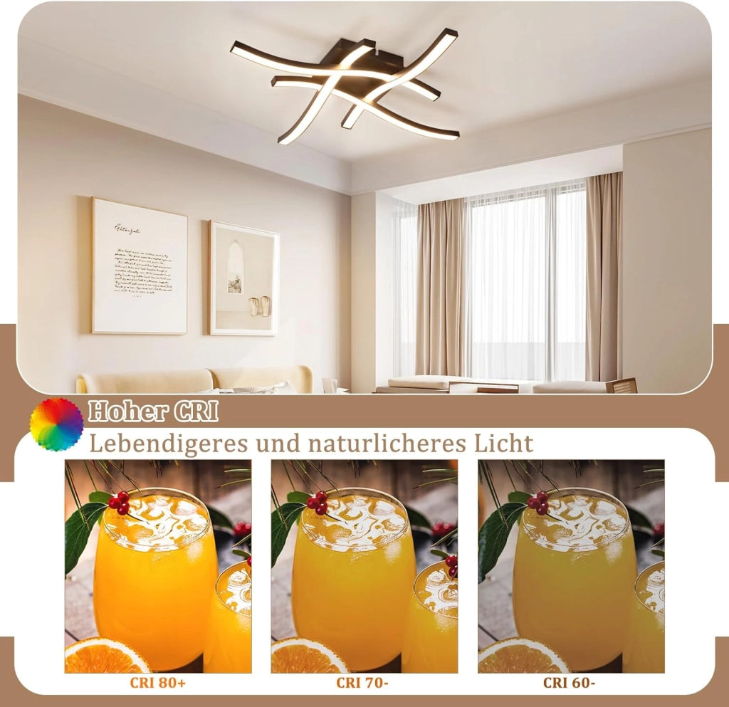 ZMH Lampada da Soffitto LED Nera 24W 3000K Luce Calda Design Moderno per Camera Letto Soggiorno Corridoio Ufficio