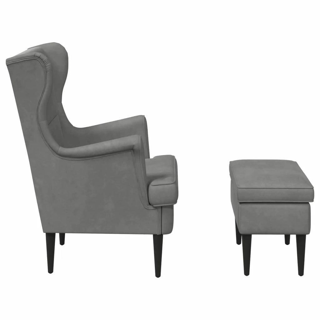Poltrona con Ottomano 2 pz Grigio Scuro Velluto 3418817