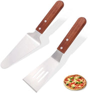 Set di Servizio per Torta Multifunzionale - Manico in Legno - 2 Pezzi
