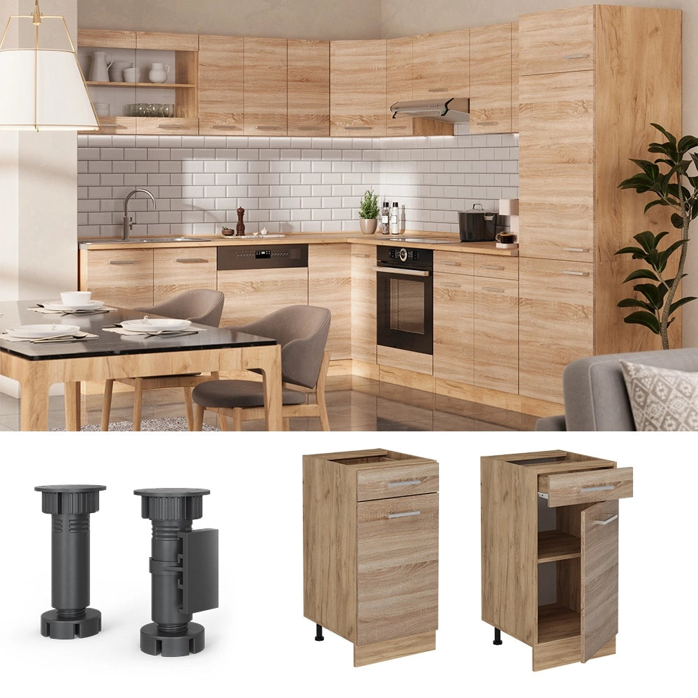 Mobiletto base per cucina R-Line Sonoma/Rovere dorato 40 cm, PL Antracite Vicco