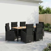 Set da pranzo per esterni 7 pz Nero 3422274