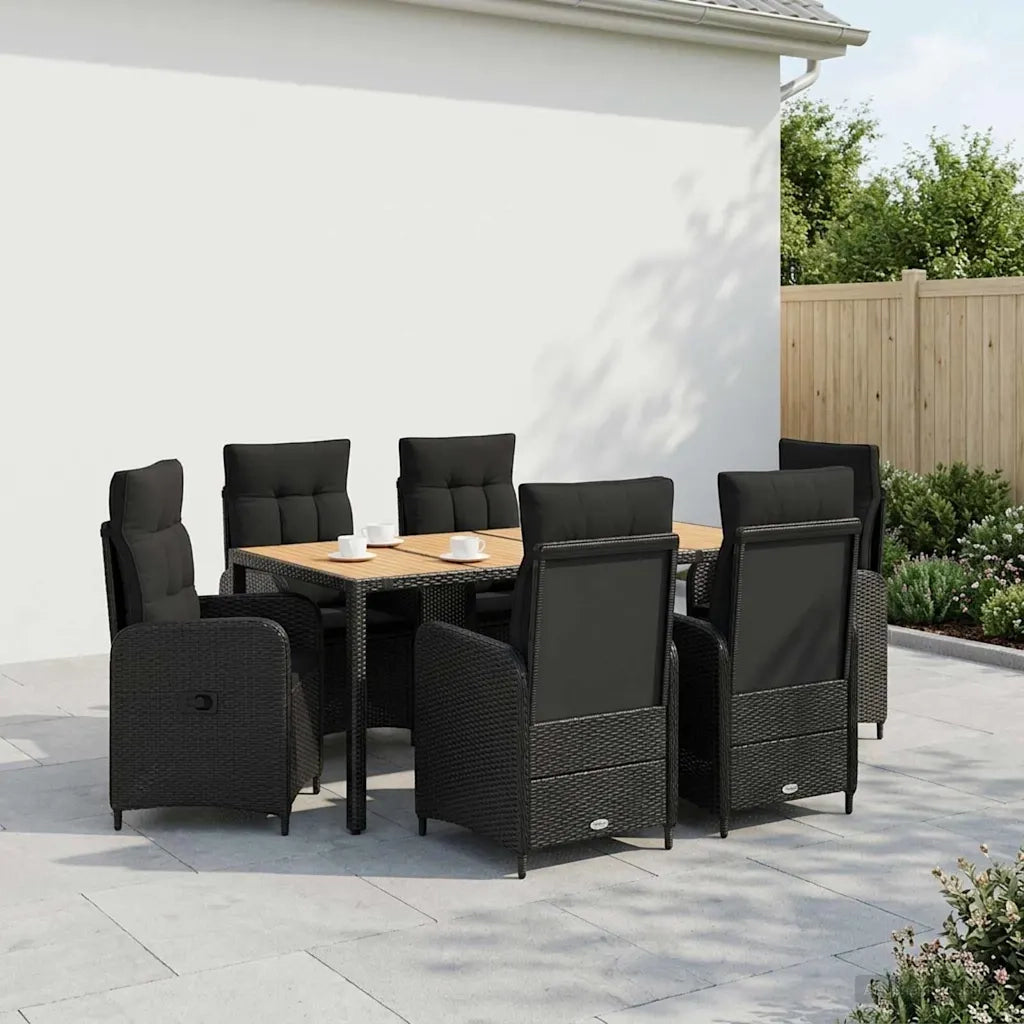 Set da pranzo per esterni 7 pz Nero 3422274
