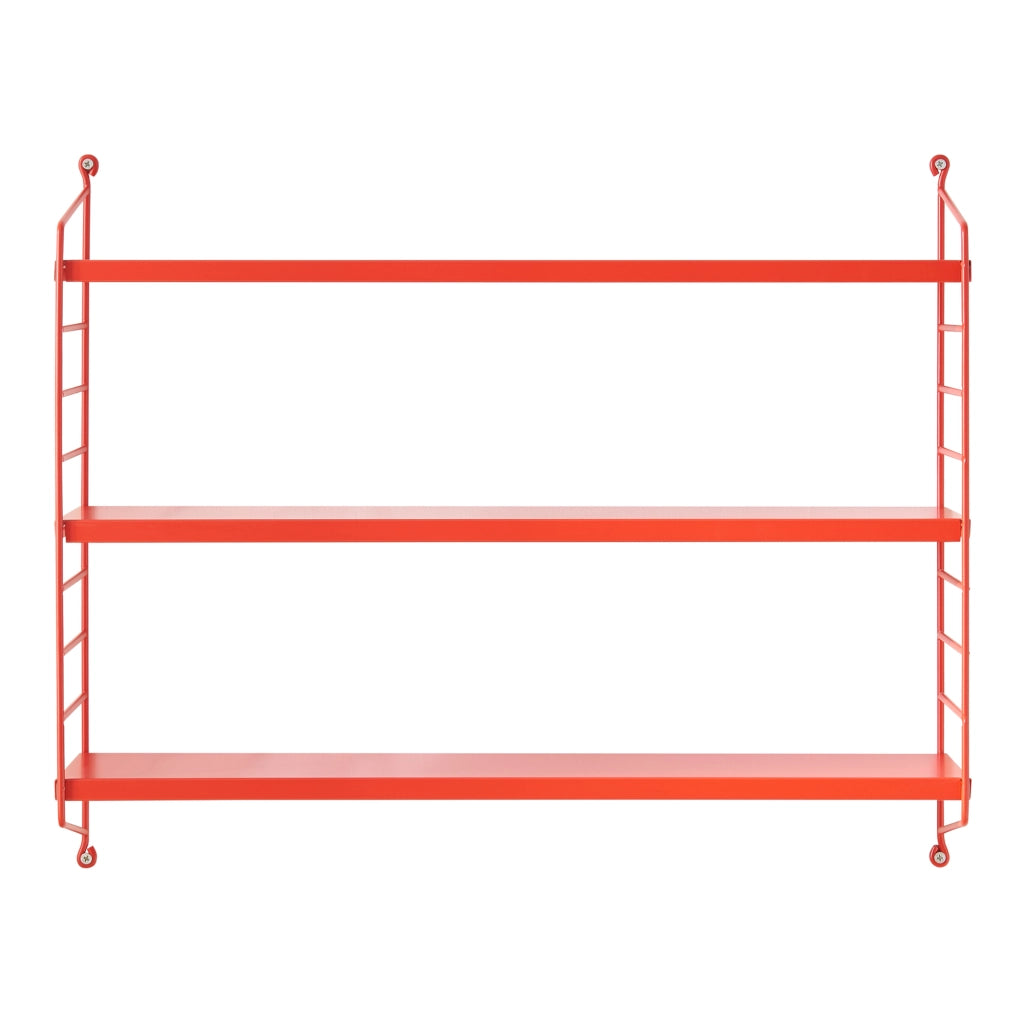 Scaffale da Parete Strängnäs a 3 Ripiani Regolabili 50 x 60 x 15 cm Acciaio Rosso [en.casa]