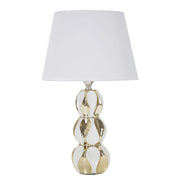 Lampada da tavolo Glam Balls in ceramica bianca e oro con base a sfere
