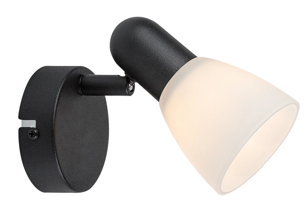 Applique Soma 1xE14 nera metallo vetro Rabalux