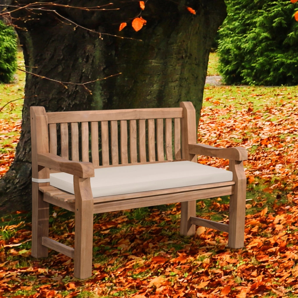 Panchina da Giardino in Teak Jackson con Cuscino crema,106x48x8 cm