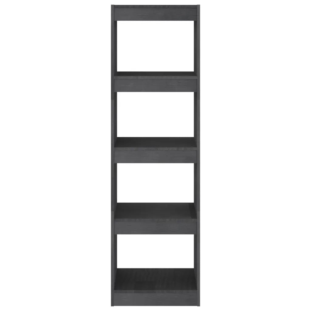 Libreria Divisorio-Scaffale per Libri-Mobile di Stoccaggio Grigio 40x30x135,5 cm Legno Massello di Pino