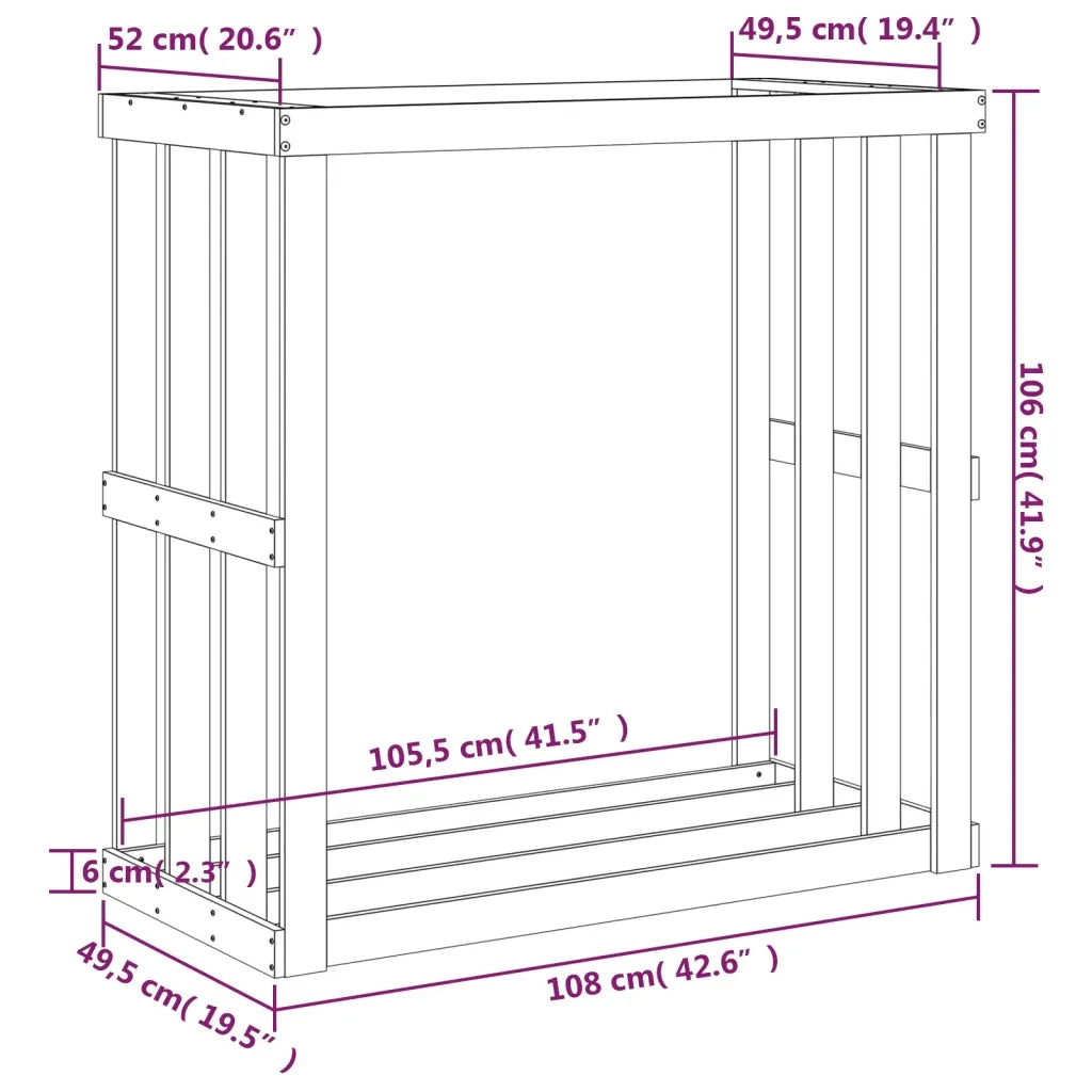 Portaceppi da Esterno 108x52x106 cm Legno Massello Pino