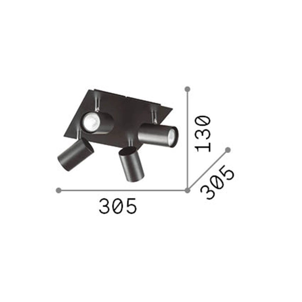 Plafoniera Moderna Spot Metallo Bianco 4 Luci Gu10