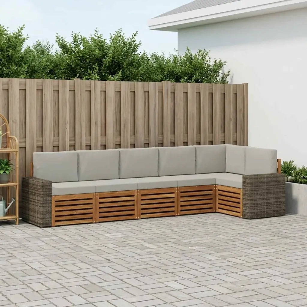 Set divano sezionale con cuscino 6 pcs Naturale e Grigio Chiaro