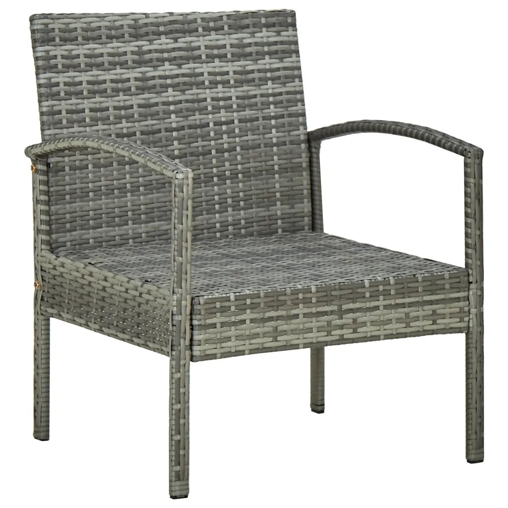 Set Divani da Giardino 4 pz | Set Salotto da Giardino con Cuscini in Polyrattan Grigio