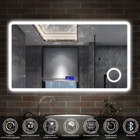 120 x 70 cm,AICA Specchio da Bagno LED con Luce, 3 Colori Regolabili,Blue tooth, Ingrandimento, orologio,memoria, antiappannamento,CRI>90,autospegnimento