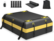 Box Tetto Auto 600 Litri, Portapacchi Auto Tetto 100 X 130 X 44 CM, Impermeabile con Tappetino Antiscivolo e Borsa per il Trasporto, Porta Bagagli Universale per Auto, SUV (Nero+Giallo-600L)