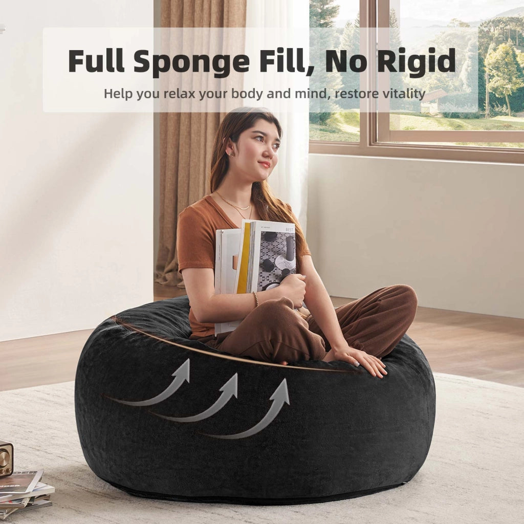 Poltrona pouf per adulti con funzione letto e forma modulabile, in sponge, nero