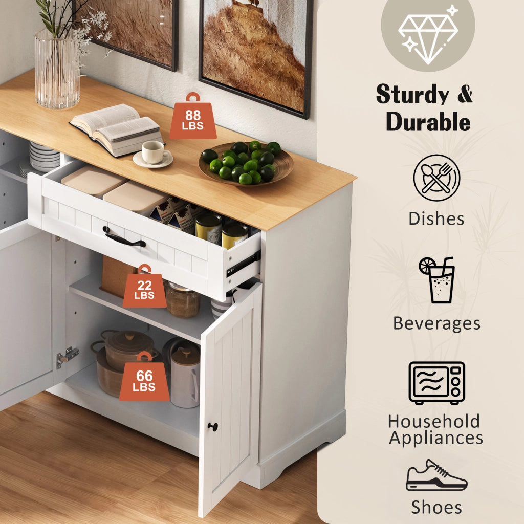 Credenza Buffet 3 Ante e Cassetto ¨C MINIMAL ¨C Bianco e Rovere Naturale
