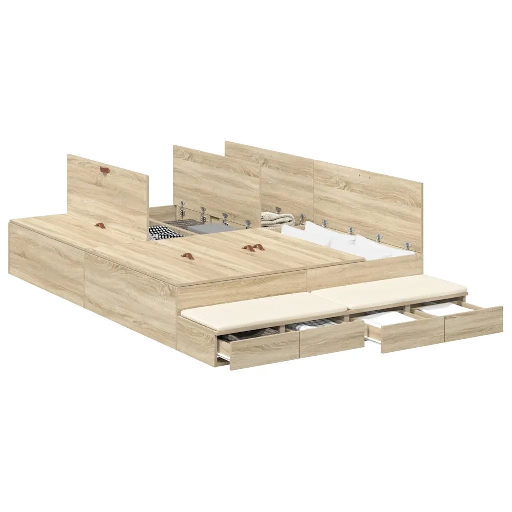 Struttura letto con contenitore Rovere Sonoma 140 cm 3335695
