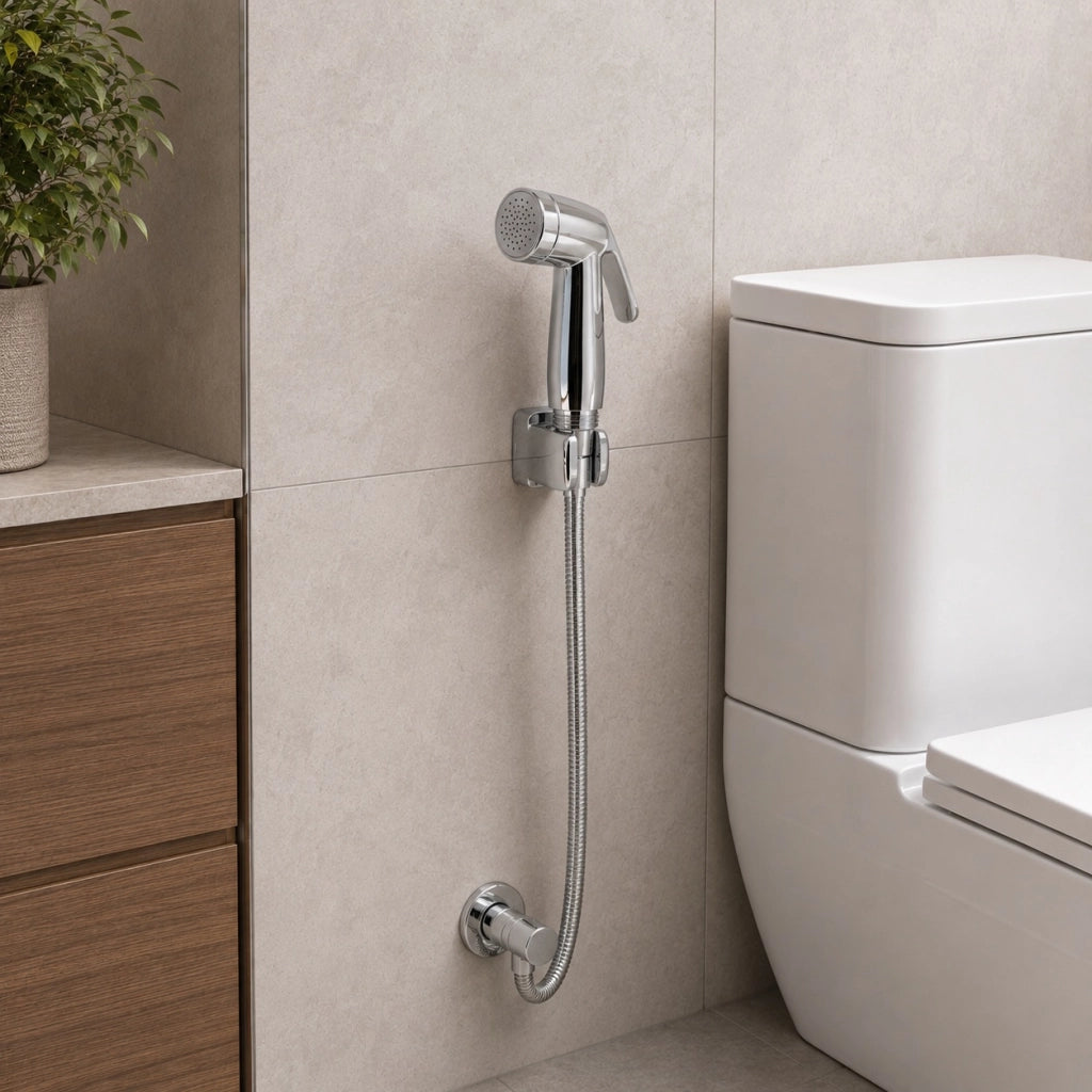 Idroscopino Per Bagno Con Tubo Flessibile 1,2 m e Supporto Per WC e Bidet 69308