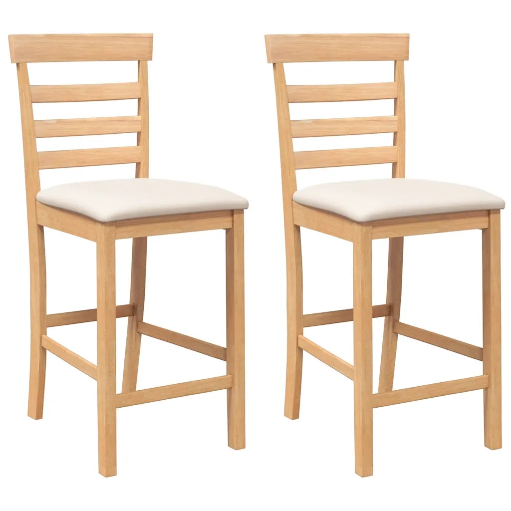 Sgabelli da Bar con Cuscini 2pz Naturale Legno Massello Hevea 4102539