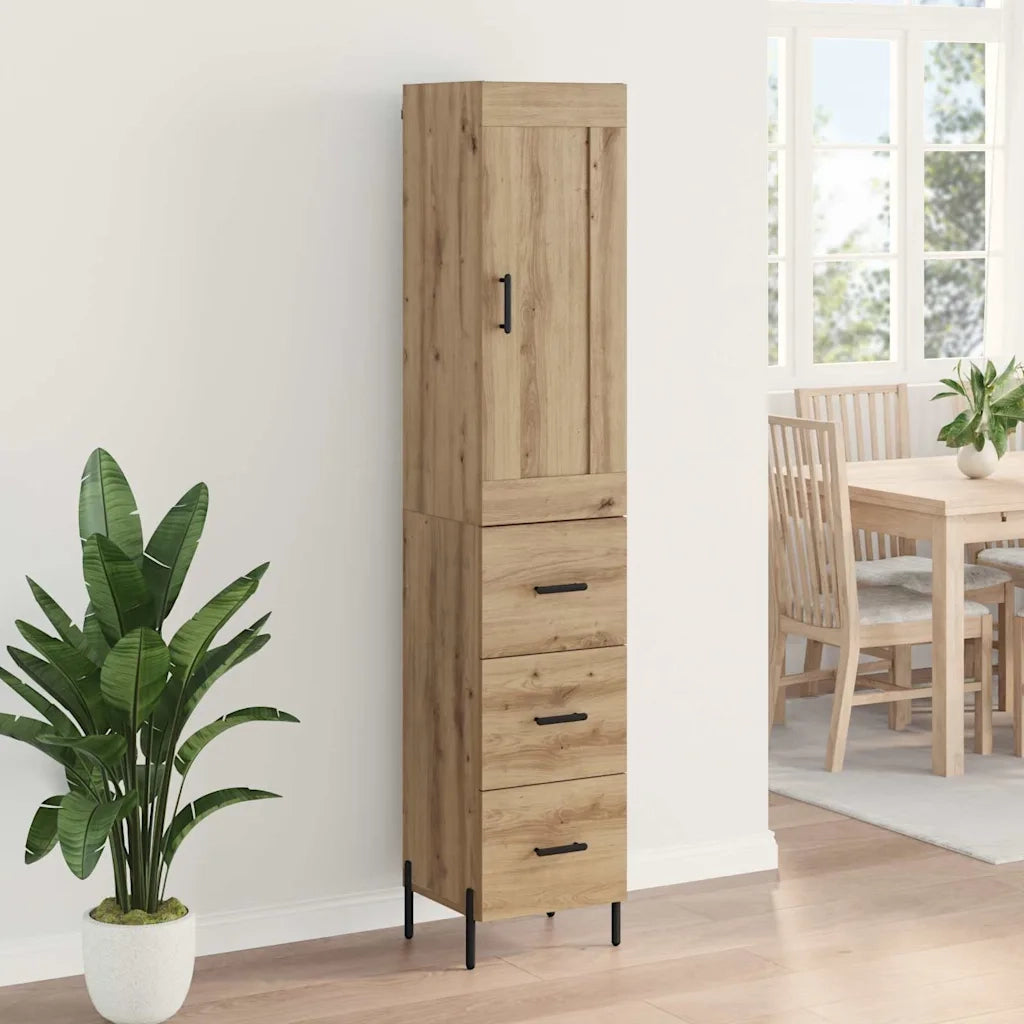 Credenza | Madia | Buffet da pranzo | Armadio da pranzo con cassetto Rovere artigianale 34,5 x 34 x 180 cm