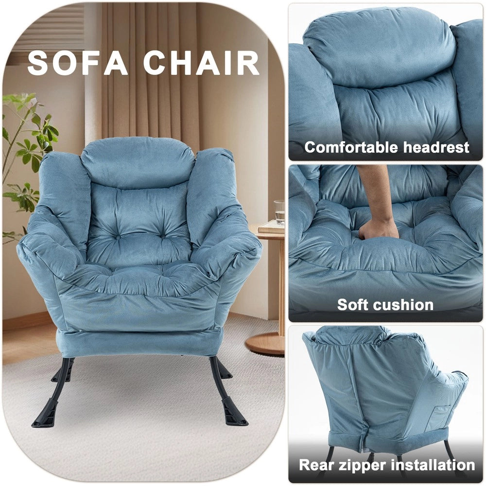 Poltrona Relax con Struttura in Metallo e Tasca Laterale ¨C MINIMAL ¨C Grigia