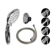 Trade Shop - Soffione Con Tubo Flessibile 1,8mt Doccetta Telefono Staffa Muro Da Bagno 52056 -