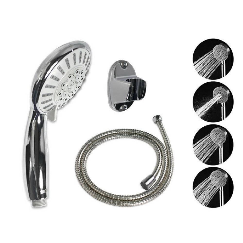 Trade Shop - Soffione Con Tubo Flessibile 1,8mt Doccetta Telefono Staffa Muro Da Bagno 52056 -