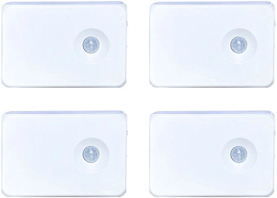 Set di 4 lampade a LED a batterie con sensor di movimento, luci notturne intelligenti a LED con sensor di movimento, lampada da parete RGBW per armadi, scale, ingressi, bagni e altre aree.