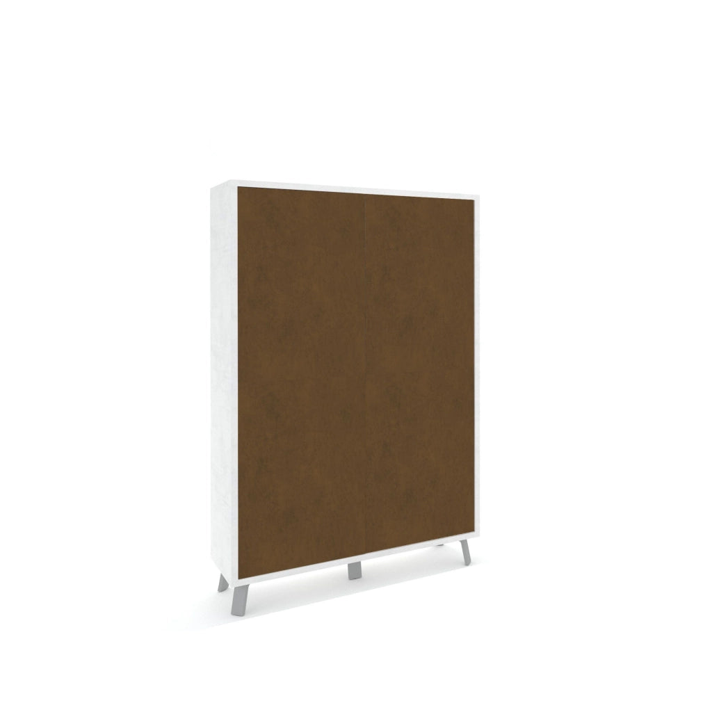 Mobile Soggiorno Madia Alta 4 Ante 108x41x161 cm Ossido Bianco e Ruggine