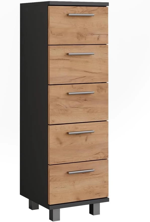Mobile midi Ilias, Antracite/quercia dorata, 30.2 x 95 cm, adatto per il montaggio a parete e combinabile con la serie Ilias