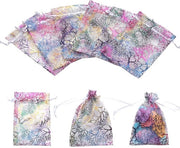 Pacchetti di organza 100 pezzi - Disegno a forma di conchiglia - Translucidi - Corda per tirare - Pacchetti decorativi - Regali per matrimonio/festa - Sostenibili e riutilizzabili - Pacchetti per dolci