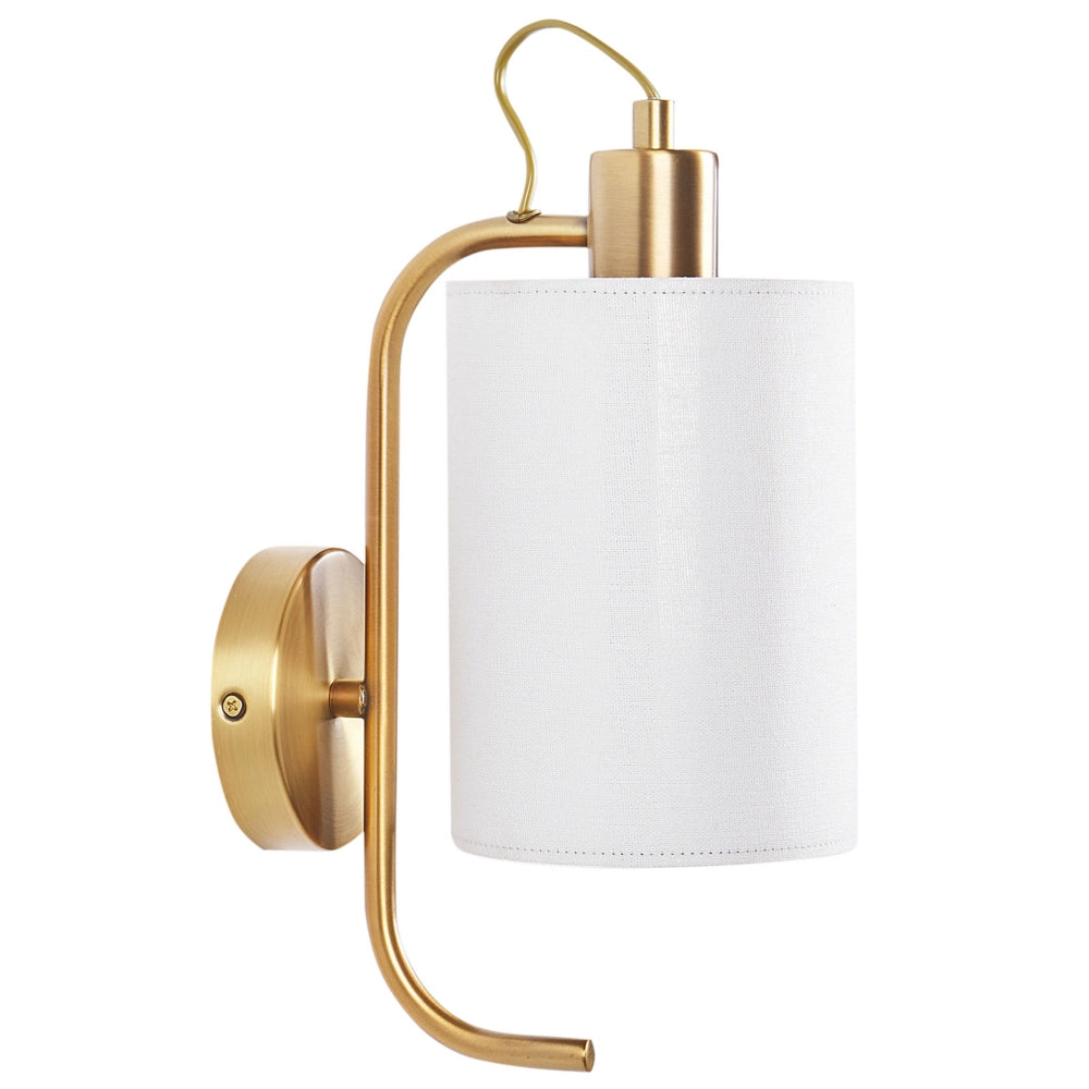 Lampada da parete moderna in metallo e paralume in lino bianco stile contemporaneo elegante