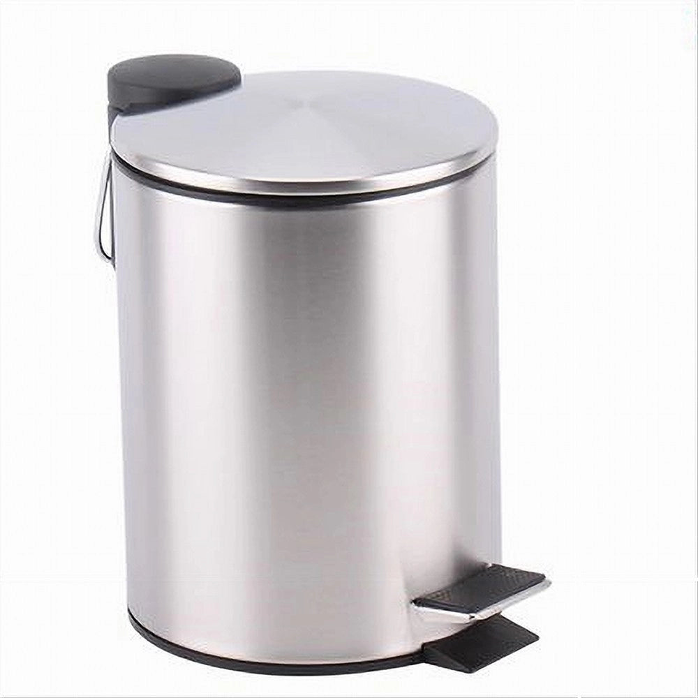 Trade Shop - Pattumiera Acciaio A Pedale 5litri Bidone Cestino Spazzatura Da Bagno Casa 87444 -