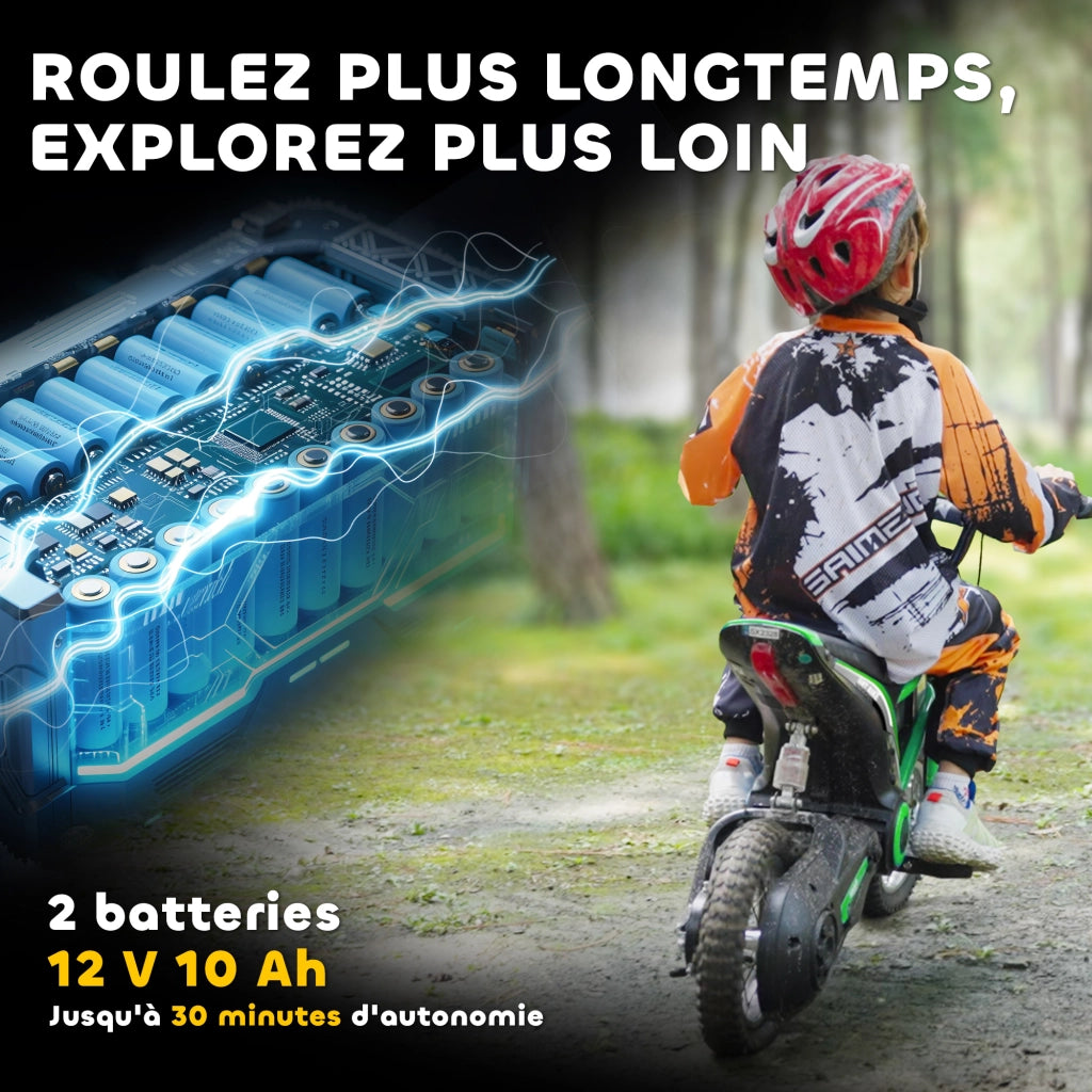 Moto Cross Elettrica per Bambini ¨C Xylo ¨C Motore 350W Batteria 12V Pneumatici Gonfiabili 12'' Verde