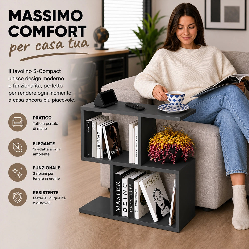 Tavolino da Caffè Antracite Tavolo S Divano Soggiorno Design Moderno 60x60x19.5cm