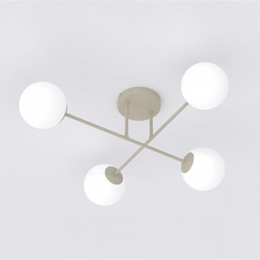 Lampada a sospensione ROMA con struttura beige e sfere in vetro opale