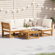 Set Salotto da Giardino 5 pz con Cuscini Legno Massello Acacia