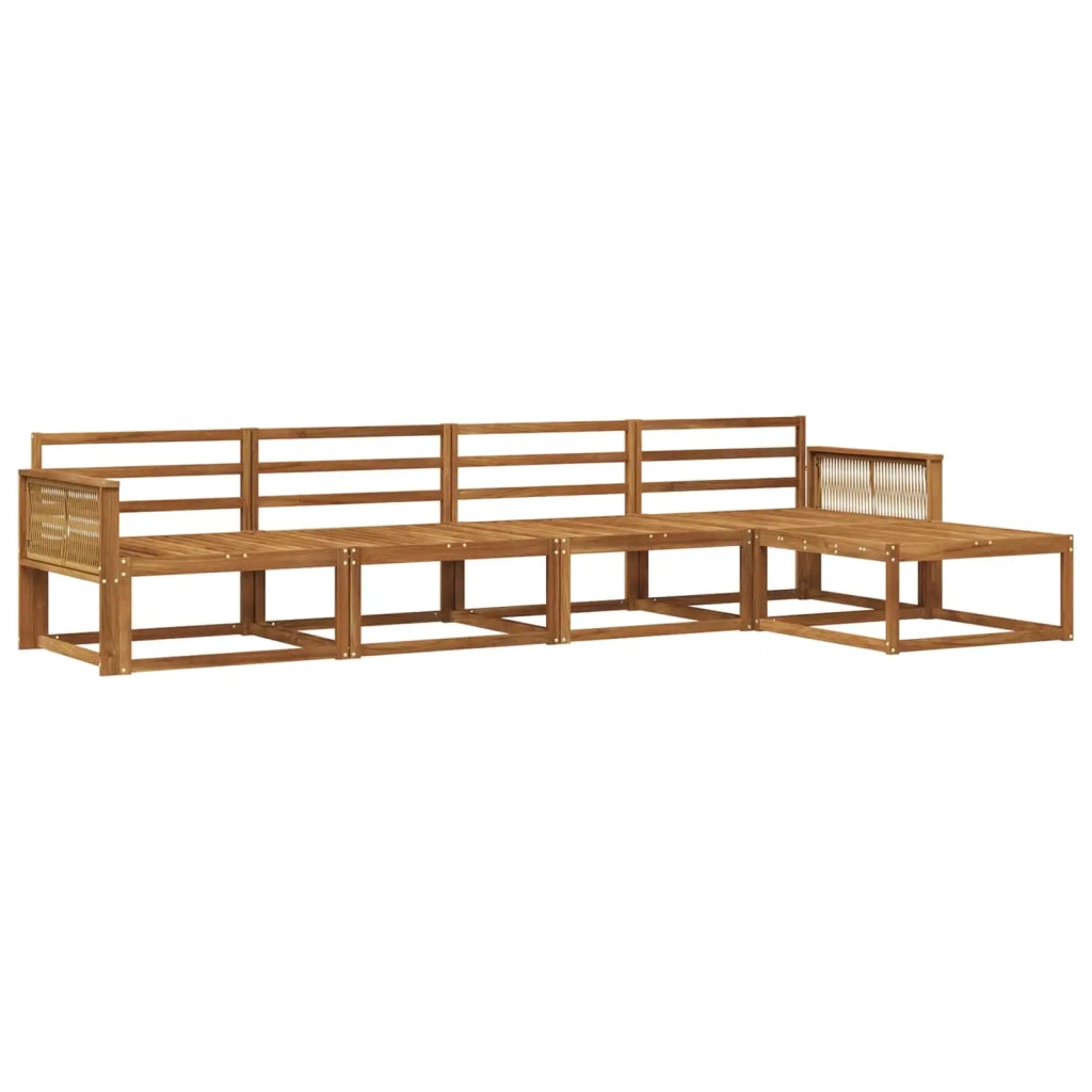 Set di divani da esterno 5 pz Naturale Legno di Acacia Massello 3382487
