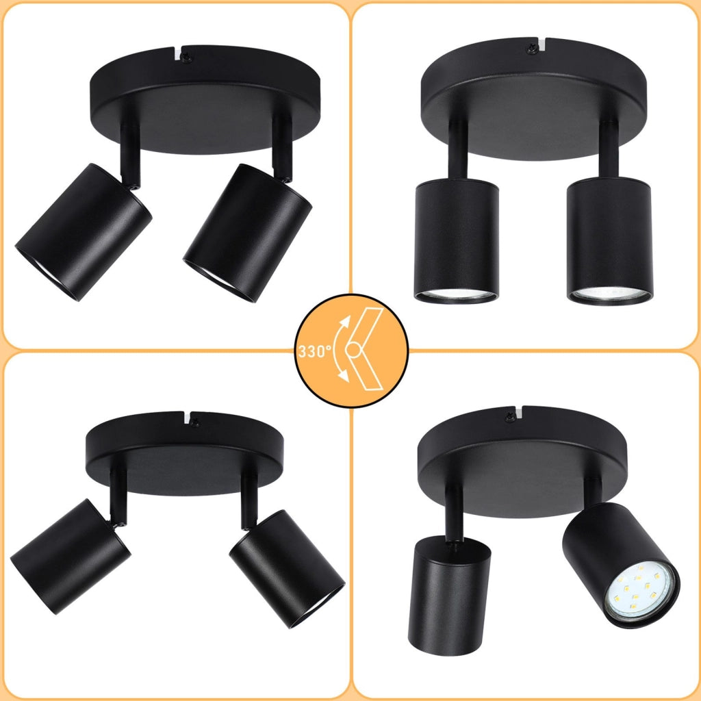 ZMH Faretto da soffitto 2 luci rotondi orientabili 330° moderni per soggiorno