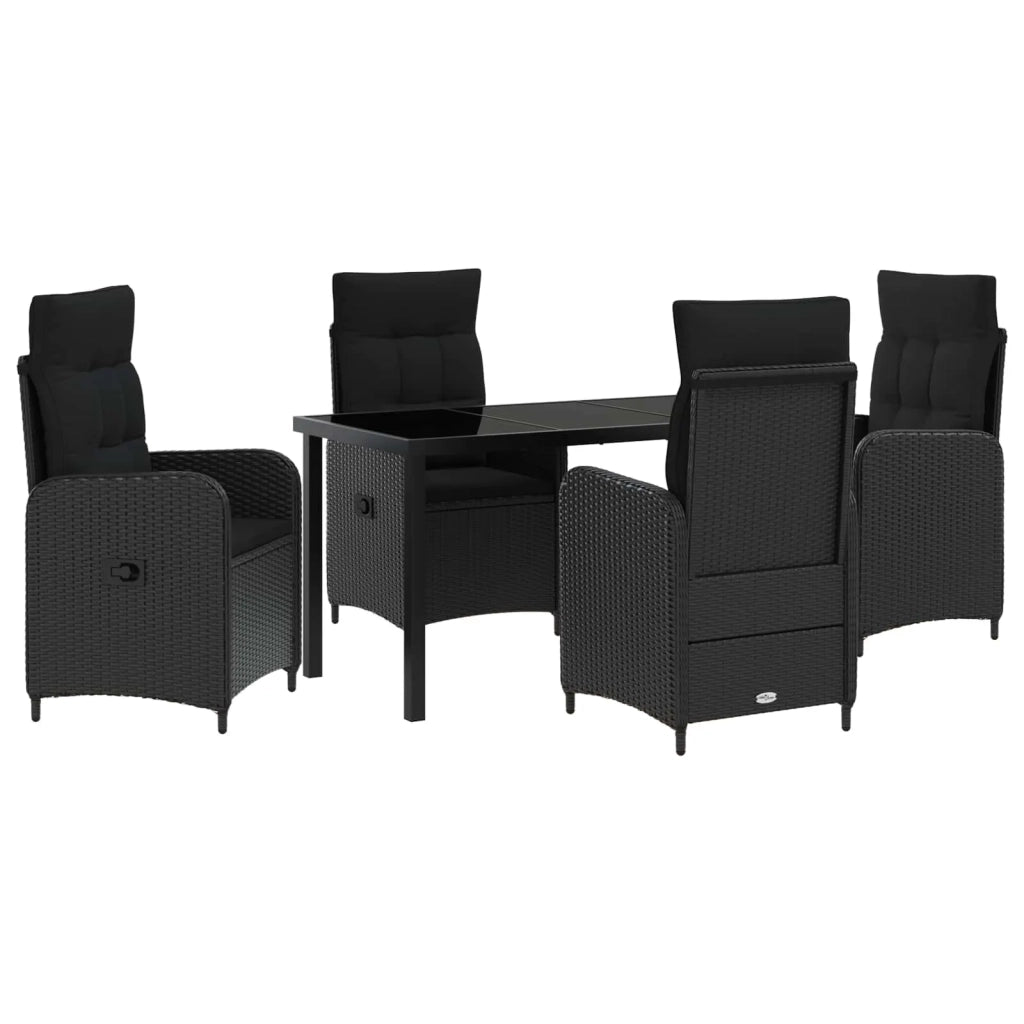 Set da pranzo per esterni 5 pz Nero polyrattan 3422430
