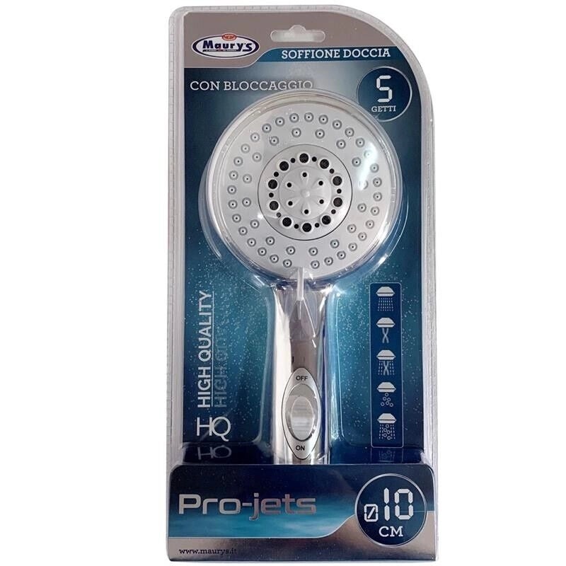 MAURY'S SOFFIONE DOCCIA MULTIFUNZIONE 5 FUNZIONI 10 CM CON BLOCCAGGIO