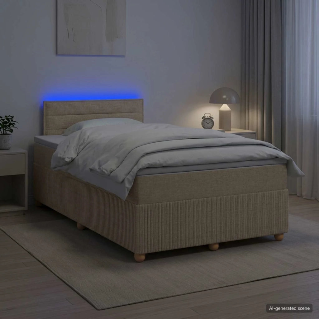 Letto box spring con materasso Crema 120 x 200 cm Tessuto 3452902