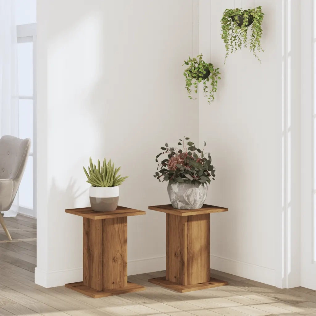 Supporti Piante 2 pz Rovere Artigianale 30x30x40 cm Truciolato 3307854