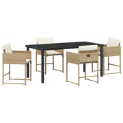 Set da Pranzo per Giardino con cuscino 5 pz | Set Salotto da Giardino Beige polyrattan