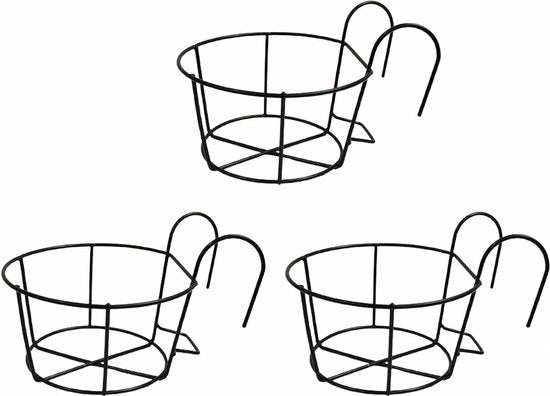 Set di 3 vasi da giardino appesi contenitore per piante appoggio per vaso appoggio per piante da balcone vaso metallico per piante vaso per piante per terrazza veranda